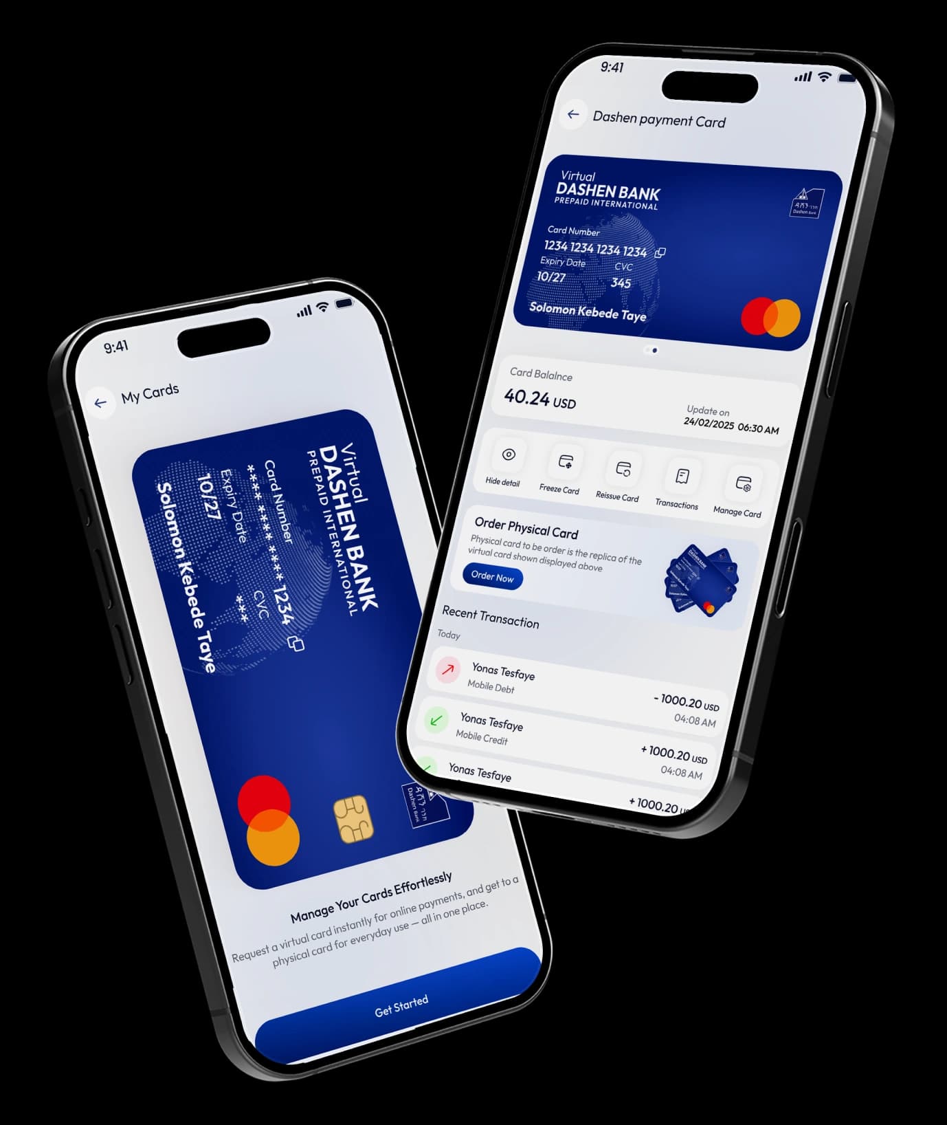 Personalised dashboard view on Dashen app